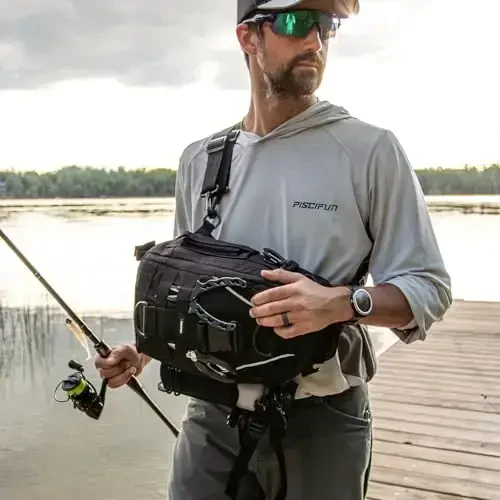 Piscifun Fishing Backpack with Rod Holder, Lightweight Sling Bag Storge Gear and Equipment - 2