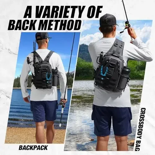 Piscifun Fishing Backpack with Rod Holder, Lightweight Sling Bag Storge Gear and Equipment - 3