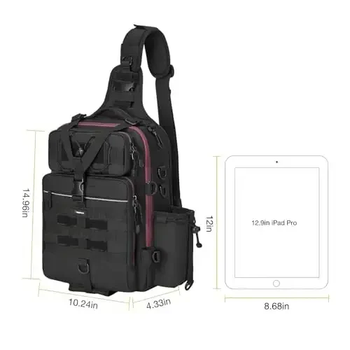 Piscifun Fishing Backpack with Rod Holder, Lightweight Sling Bag Storge Gear and Equipment - 5