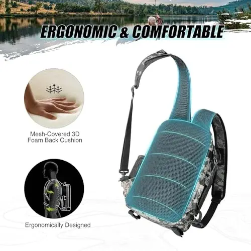 Piscifun Rod ushlagichi bilan baliq ovlash uchun ryukzak, Yengil Sling Bag saqlash moslamasi va uskunalar - 3