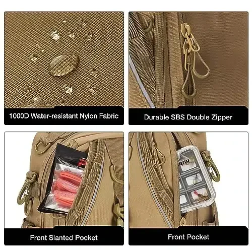 Piscifun Rod ushlagichi bilan baliq ovlash uchun ryukzak, yengil sling sumkasi, saqlash moslamalari va uskunalar - 6