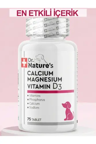 Пищевая добавка для собак Dr. Natures Calcium Magnesium для поддержки суставов (75 таблеток) - 4