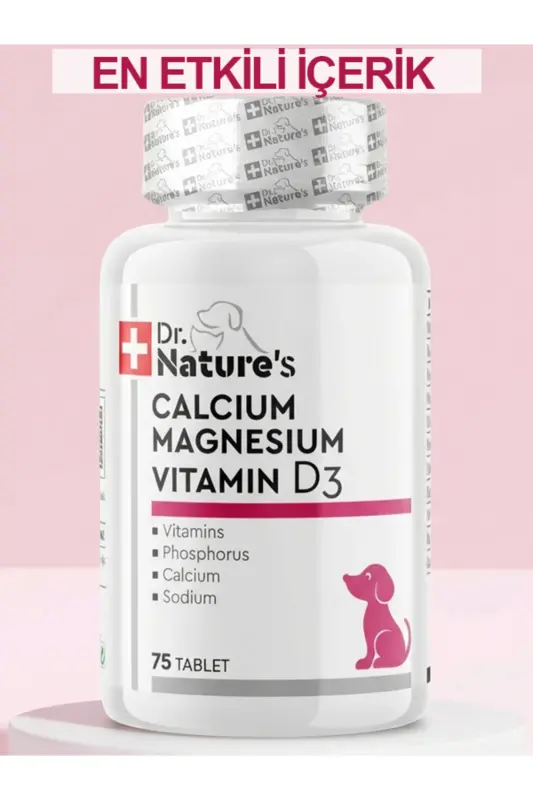 Пищевая добавка для собак Dr. Natures Calcium Magnesium для поддержки суставов (75 таблеток) - 4