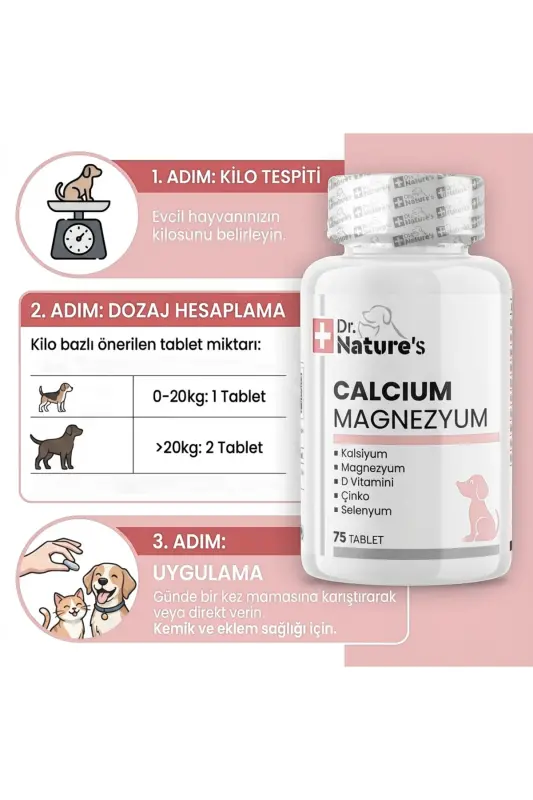 Пищевая добавка для собак Dr. Natures Calcium Magnesium для поддержки суставов (75 таблеток) - 5