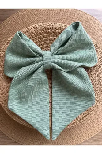 Pistachio green bow clip / ribbon clip-Green - 2