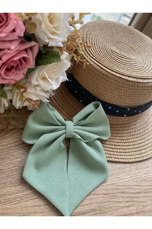 Pistachio green bow clip / ribbon clip-Green - 4