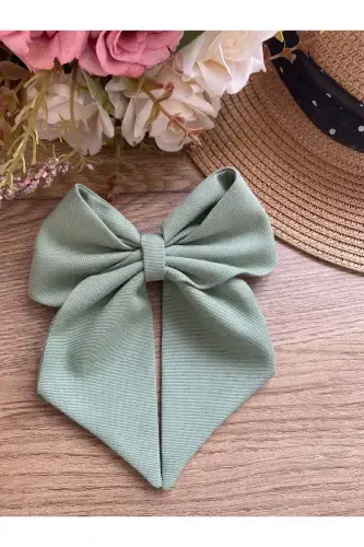 Pistachio green bow clip / ribbon clip-Green - 5