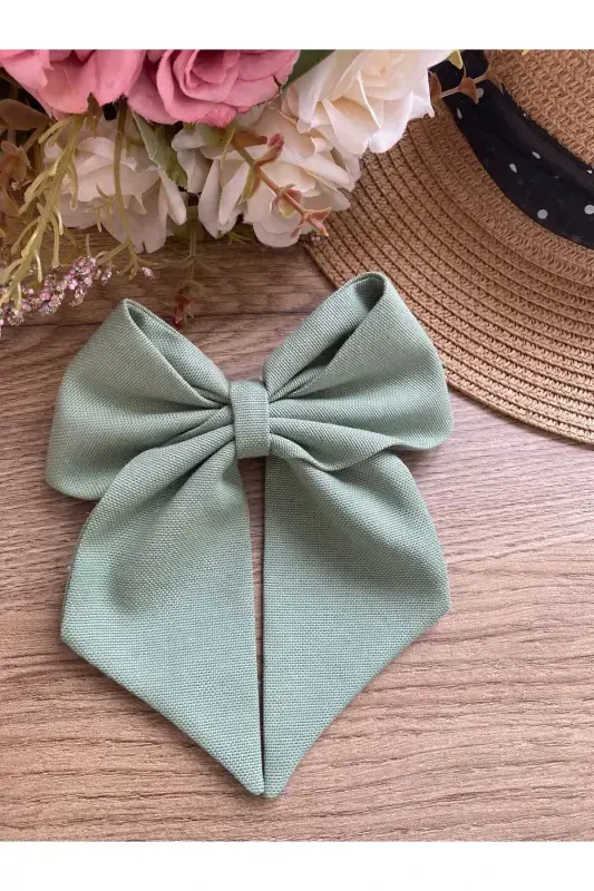 Pistachio green bow clip / ribbon clip-Green - 5