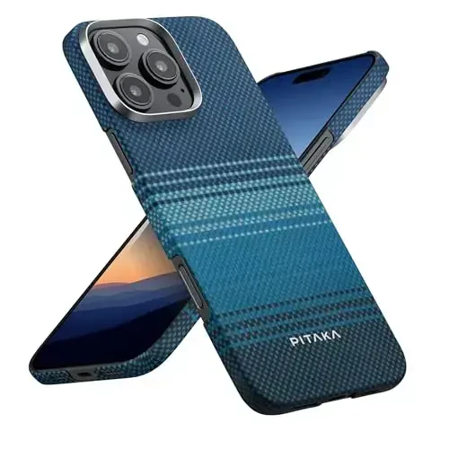 pitaka for iPhone 16 Pro Max Case Compatible with MagSafe, Thin & Light Case iPhone 16 Pro Max with a Caseless Feel, 1500D Aramid Fiber Woven [Tactile Woven-Moonrise] - 6
