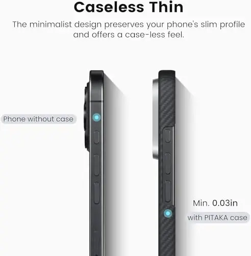 pitaka for iPhone 16 Pro Max Case 6.9 Inch, Compatible with MagSafe, Thin & Light Case iPhone 16 Pro Max with a Caseless Feel, 600D Aramid Fiber Woven [Ultra Slim-Black/Grey (Twill)] - 5
