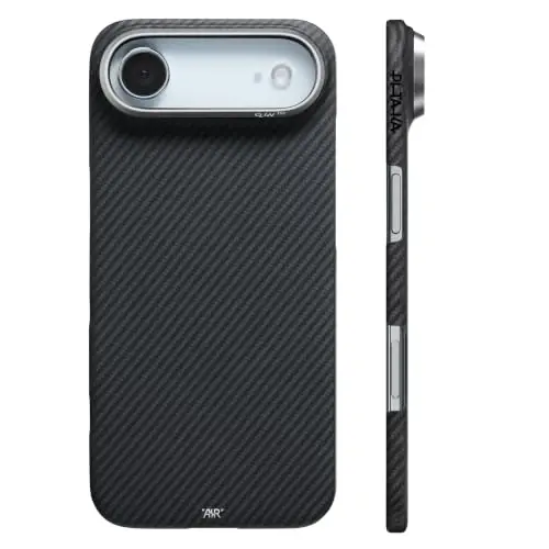 pitaka for iPhone Air Case, Caseless Feeling, Aramid, Black Grey(Twill) | Barely There Feel iPhone 17 Air Case, 600D Aramid Fiber Woven, Silky Texture, Compatible with MagSafe - 1