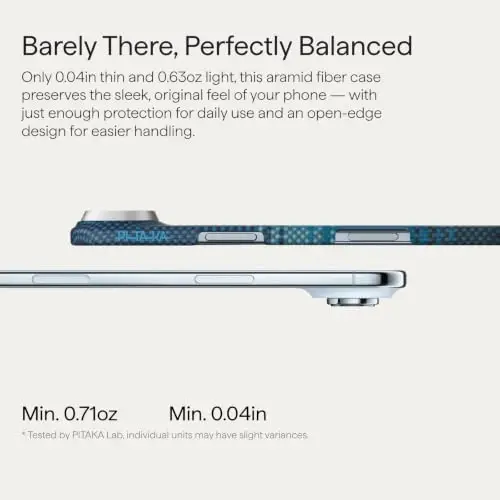 pitaka for iPhone Air Case, Caseless Feeling, Aramid, Ultra Slim, Moonrise | Barely There Feel iPhone 17 Air Case, 1500D Aramid Fiber Woven, Silky Texture, Compatible with MagSafe - 3
