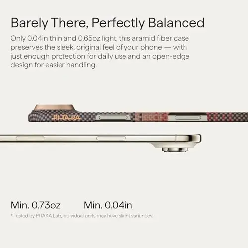 pitaka for iPhone Air Case, Caseless Feeling, Aramid, Ultra Slim, Sunset | Barely There Feel iPhone 17 Air Case, 1500D Aramid Fiber Woven, Silky Texture, Compatible with MagSafe - 3