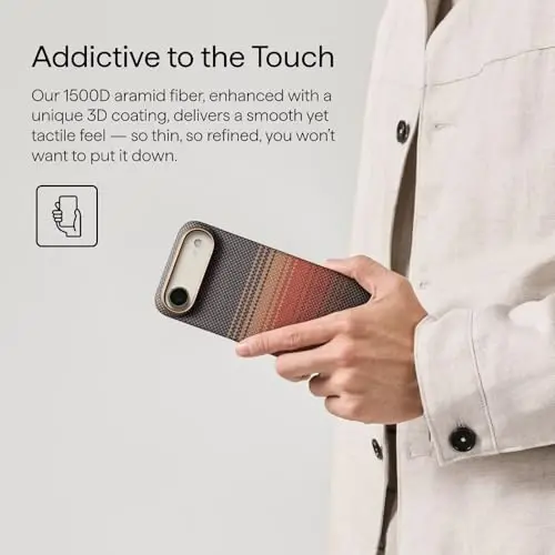 pitaka for iPhone Air Case, Caseless Feeling, Aramid, Ultra Slim, Sunset | Barely There Feel iPhone 17 Air Case, 1500D Aramid Fiber Woven, Silky Texture, Compatible with MagSafe - 4