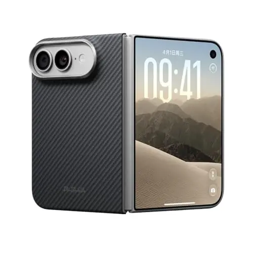 pitaka for iPhone Duo Case, Caseless Feeling, Aramid, Black Grey(Twill) | Barely There Feel Ultra-Slim Case for iPhone Duo, 600D Aramid Fiber Woven, Silky Texture, Compatible with MagSafe - 1