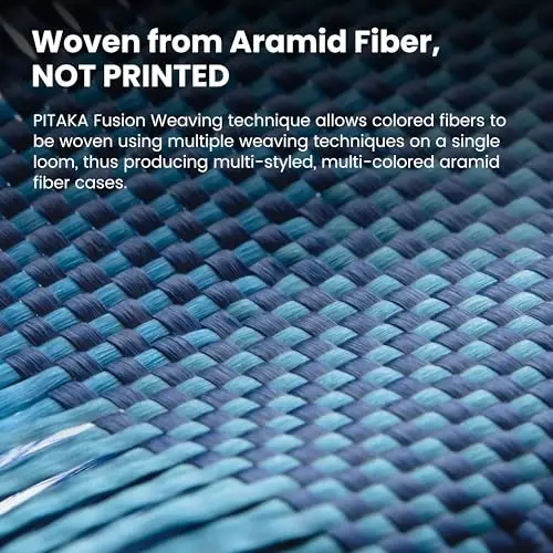 pitaka for iPhone 16 Pro Max Case Compatible with MagSafe, Thin & Light Case iPhone 16 Pro Max with a Caseless Feel, 1500D Aramid Fiber Woven [Tactile Woven -Over The Horizon] - 3