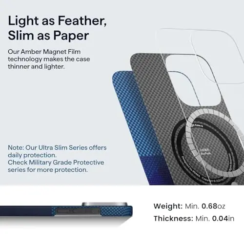 pitaka for iPhone 16 Pro Max Case Compatible with MagSafe, Thin & Light Case iPhone 16 Pro Max with a Caseless Feel, 1500D Aramid Fiber Woven [Tactile Woven -Over The Horizon] - 5