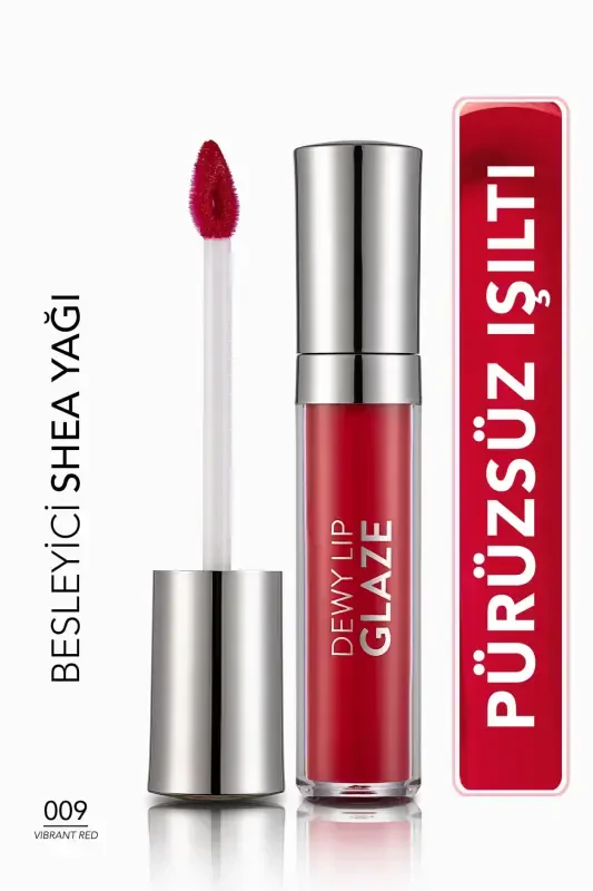 Питательный Блеск для Губ - Dewy Lip Glaze - 009 Vibrant Red-8682536068178-009 VIBRANT RED - FLORMAR