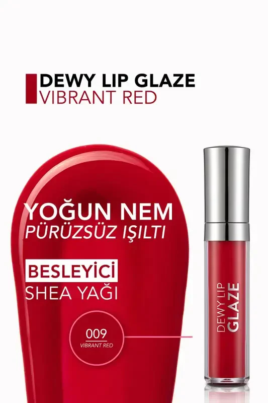 Питательный Блеск для Губ - Dewy Lip Glaze - 009 Vibrant Red-8682536068178-009 VIBRANT RED - 5