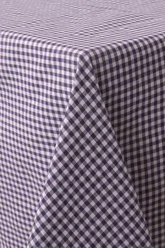 Piti Checkered Purple Tablecloth Cotton, Authentic Tablecloth, Picnic Cover-Purple - 1