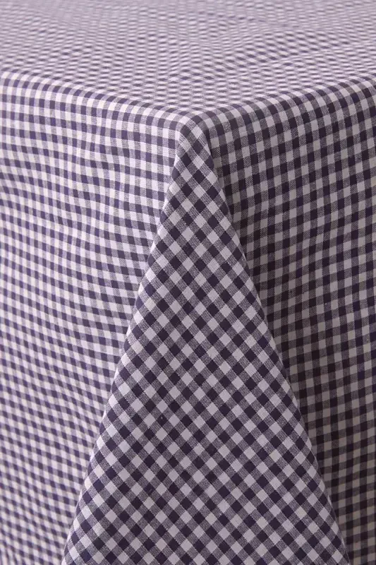 Piti Checkered Purple Tablecloth Cotton, Authentic Tablecloth, Picnic Cover-Purple - 1
