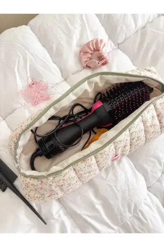 Pıtırcık Çiçek Saç Maşa Düzleştirici Çantası Airwrap Airstrait Uyumlu Seyahat Çantası-Pıtırcık Çiçekli - 3