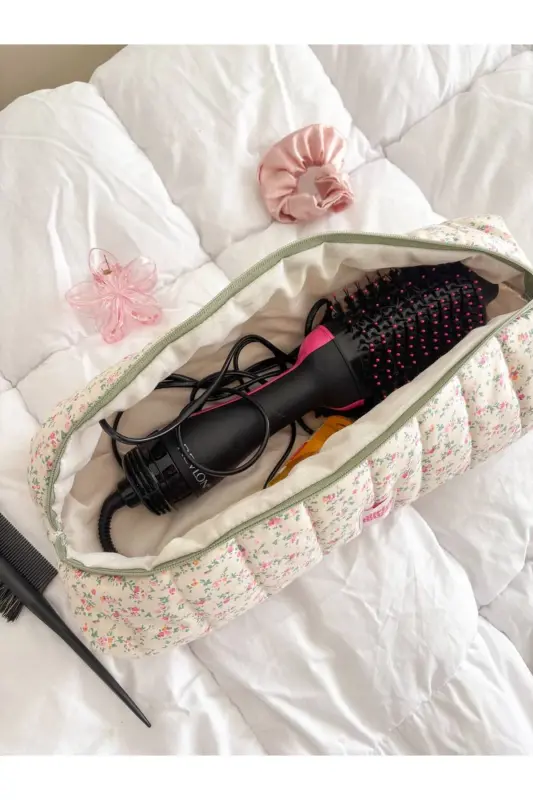 Pıtırcık Çiçek Saç Maşa Düzleştirici Çantası Airwrap Airstrait Uyumlu Seyahat Çantası-Pıtırcık Çiçekli - 3