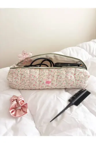Pıtırcık Çiçek Saç Maşa Düzleştirici Çantası Airwrap Airstrait Uyumlu Seyahat Çantası-Pıtırcık Çiçekli - 1