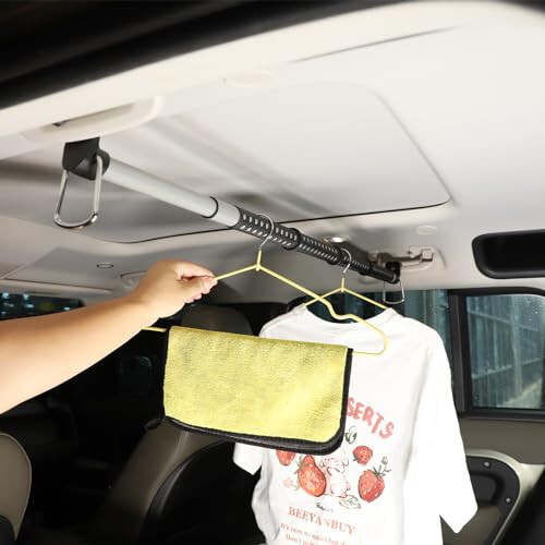 PIUGILH Car Clothes Hanger Bar Compatible with Land Rover Defender 2020-2023 Accessories, Telescoping Bar Vehicle Clothing Rack - 5