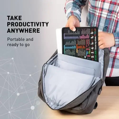 Pixiecube Excel Shortcut Mouse Pad with Windows, Word & PowerPoint Shortcuts - Small Excel Cheat Sheet Desk Pad | Non-Slip Stitched Gaming Mousepad | Large Mouse Pads for Desk Computers & Workstations - 5