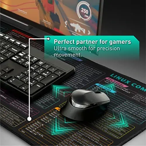Pixiecube Linux Commands Line Mouse pad - Extended Large Cheat Sheet Mousepad. Shortcuts to Kali/Red Hat/Ubuntu/OpenSUSE/Arch/Debian/Unix Programmer. XXL Non-Slip Gaming Desk mat - 5