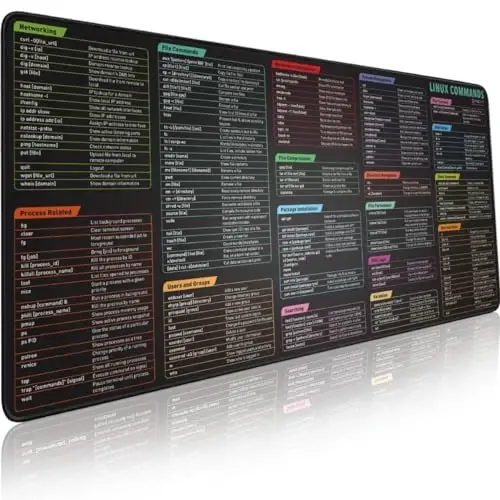 Pixiecube Linux Commands Line Mouse pad - Extended Large Cheat Sheet Mousepad. Shortcuts to Kali/Red Hat/Ubuntu/OpenSUSE/Arch/Debian/Unix Programmer. XXL Non-Slip Gaming Desk mat - 1