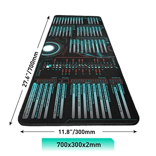 Pixiecube Windows, Office, Excel, Adobe Photoshop yorliq tugmachalari kengaytirilgan katta sichqoncha paneli | Kompyuter uchun o'yin stoli matosi. Tikilgan qirrali sirpanmaydigan taglik sichqonchasi, klaviatura matosi - 3