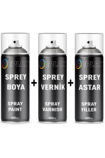 Piyano Siyahı Sprey Rötuş Boyası + Vernik + Astar - 1