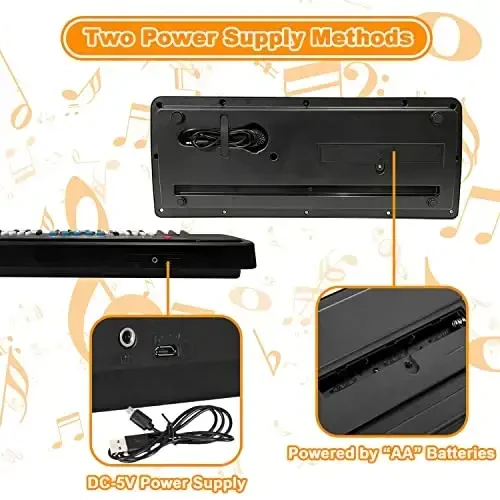 Piano Keyboard for Kids, EOOLEOW 37 Keys Portable Electronic Piano for kids with Microphone - Music Keyboard Piano Toys for 3 4 5 6 7 8 9 Year Old Boys and Girls (Black) - 5