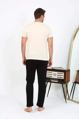 Пижамный комплект Angelino для мужчин с коротким рукавом из трикотажа 6866 кремовый - 12