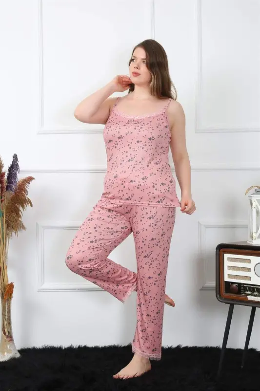 Пижамный комплект Angelino для женщин больших размеров на бретелях, лососевый, 202198 - 4