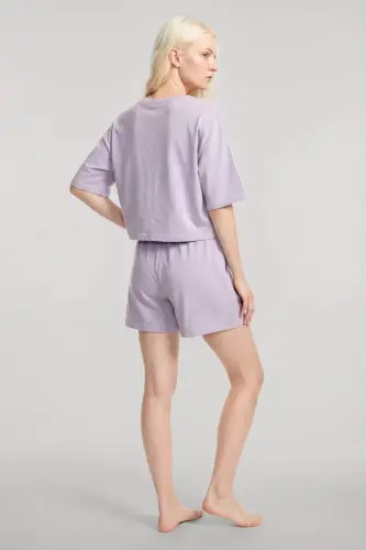 Пижамный комплект Angelino с коротким рукавом и шортами, лиловый - 6