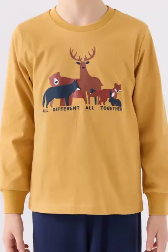 Пижамный комплект для мальчика Горчичный RP3452-G - 4