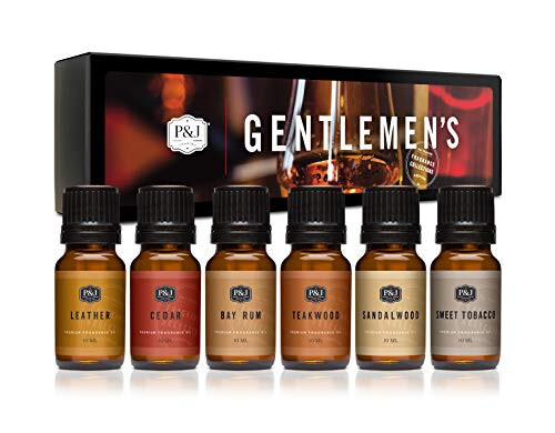 P&J Trading Fragrance Oil Gentlemen's Set | Leather, Sweet Tobacco, Teakwood, Bay Rum, Cedar, Sandalwood Candle Scents for Candle Making, Freshie Scents, Soap Making Supplies, Diffuser Oil Scents - 1