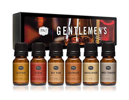 P&J Trading Fragrance Oil Gentlemen's Set | Leather, Sweet Tobacco, Teakwood, Bay Rum, Cedar, Sandalwood Candle Scents for Candle Making, Freshie Scents, Soap Making Supplies, Diffuser Oil Scents - 1