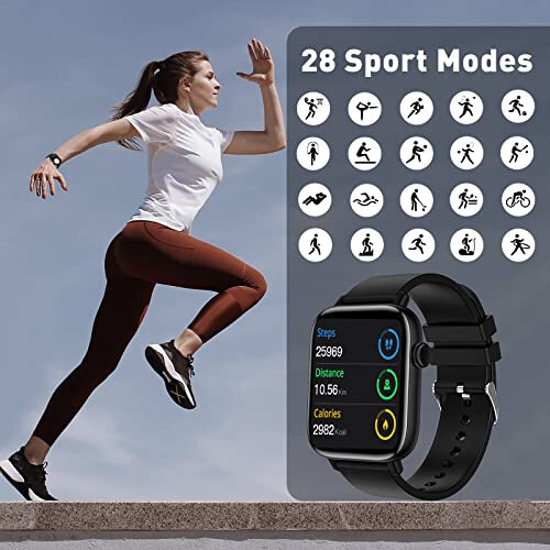 PJYUBVOR 1.90'' aqlli soat bilan (Javob berish/Qo'ng'iroq qilish), Android/iOS telefonlar uchun aqlli fitness tracker soatlari, Bluetooth qo'ng'iroq va matn xabari/Uyqu monitori/Yurak urishi/Ayollar va erkaklar uchun Android aqlli soati - 4