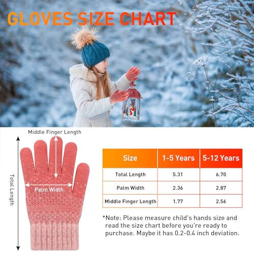 PKWEEN Winter Gloves for Toddler Kids - 3 Pairs Boys Girls Soft Warm Wool Lined Gloves Full Finger Children Knit Gloves - 3