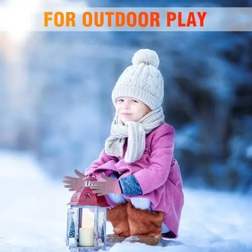 PKWEEN Зимние перчатки для малышей - 3 пары для мальчиков и девочек, мягкие теплые перчатки на шерстяной подкладке, вязаные перчатки для детей с закрытыми пальцами - 5