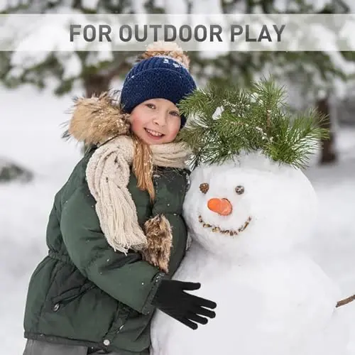 PKWEEN Зимние перчатки для малышей - 3 пары для мальчиков и девочек, мягкие теплые шерстяные перчатки с подкладкой, вязаные перчатки с полными пальцами для детей - 5