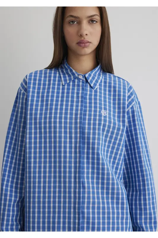 Plaid Blue Shirt Loose Fit 121 - 5