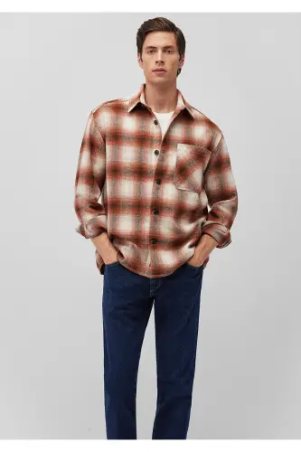 Plaid Brown Shirt Loose Fit - 1