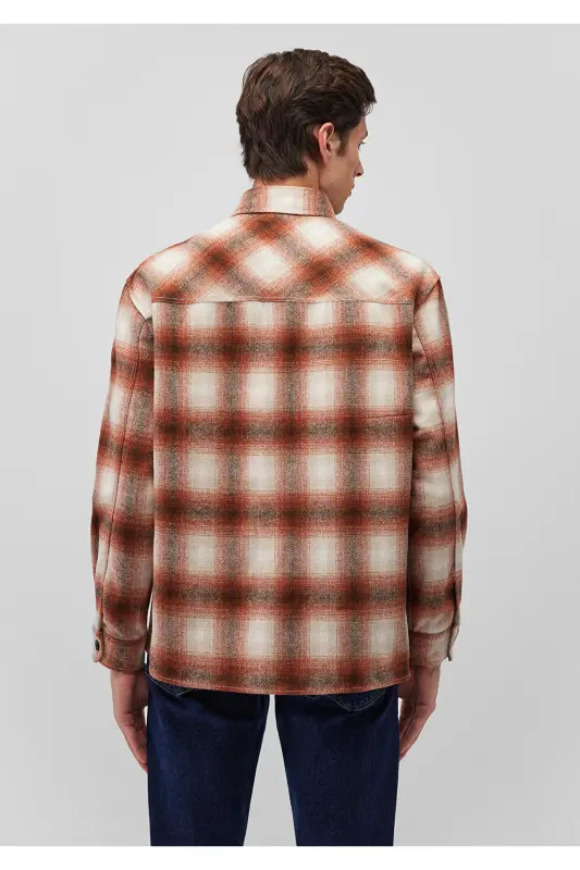 Plaid Brown Shirt Loose Fit - 4