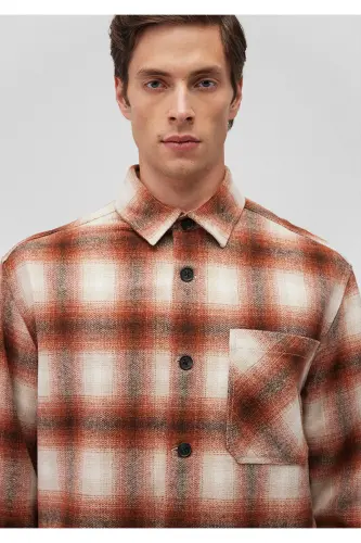 Plaid Brown Shirt Loose Fit - 5