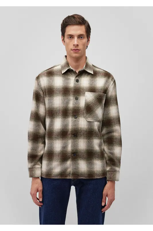 Plaid Brown Shirt Loose Fit - 3